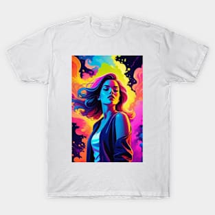 An Illustration of a Woman's Psychedelic Vision - colorful T-Shirt